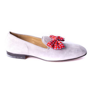 ALBERTO MORETTI LIGHT GRAY, RED LOAFERS | MENS SIZE 42,5